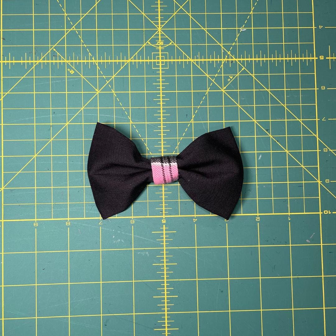 Pink Plaid Clip On Cat Bow
