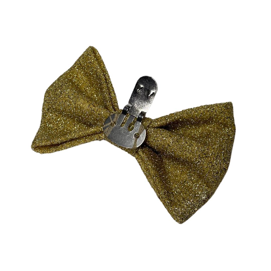 Gold Clip On Cat Bow
