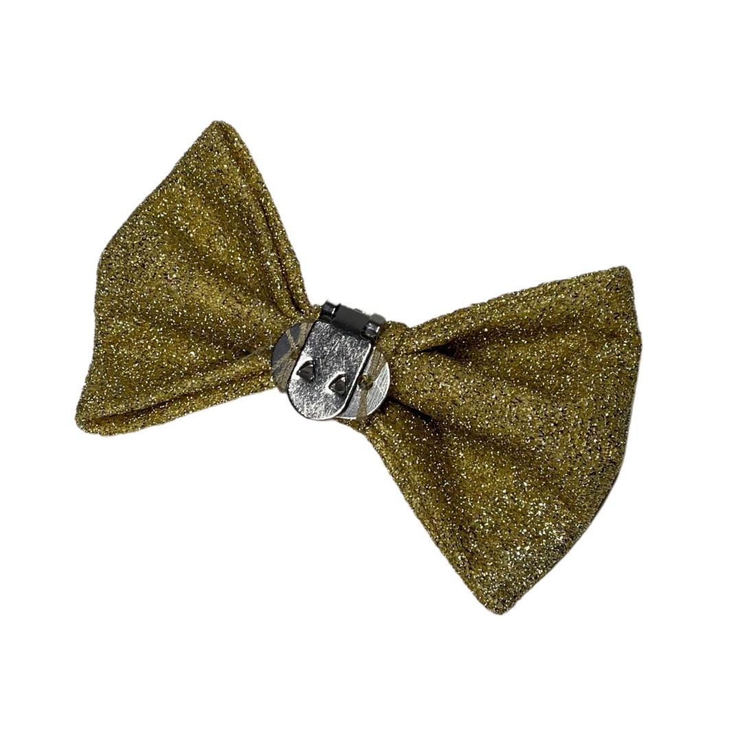 Gold Clip On Cat Bow