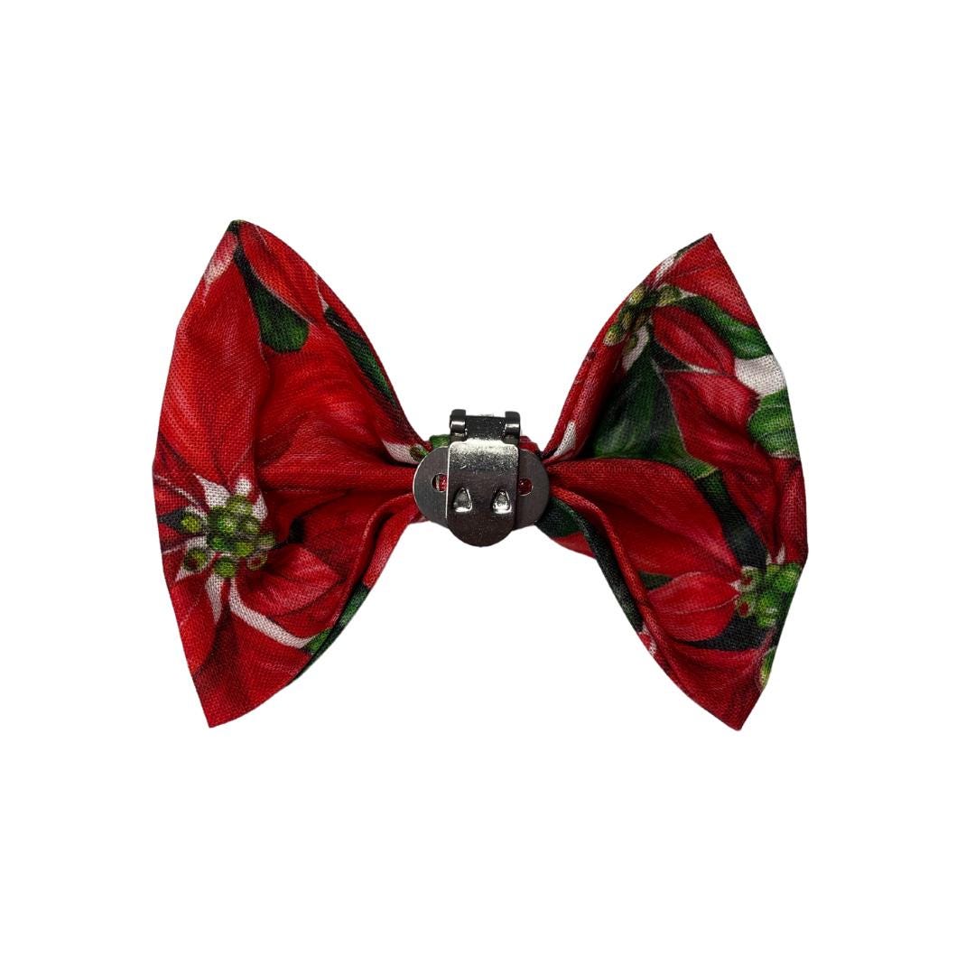 Poinsettia Clip On Cat Bow