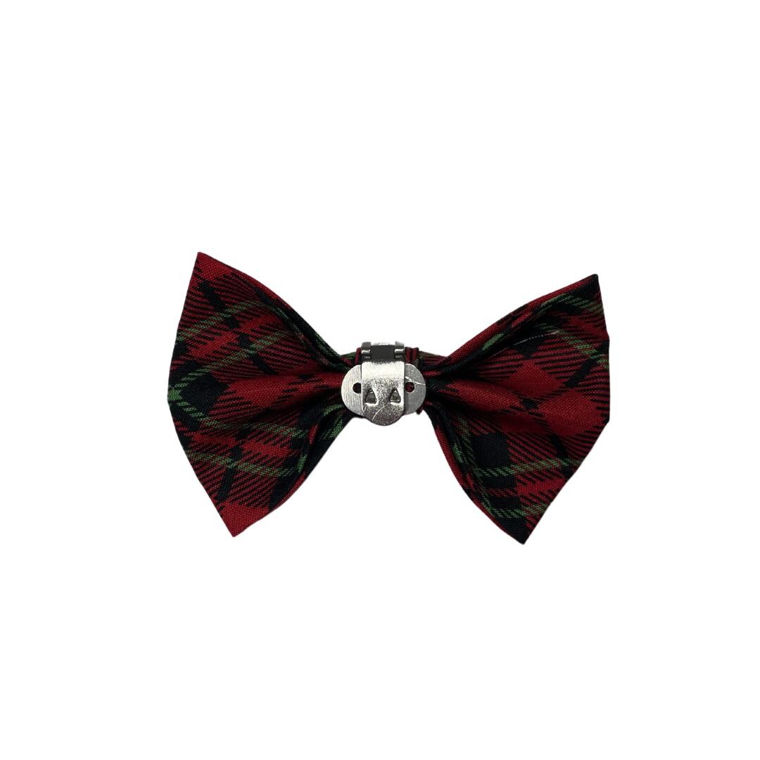 Red Plaid Clip On Cat Bow