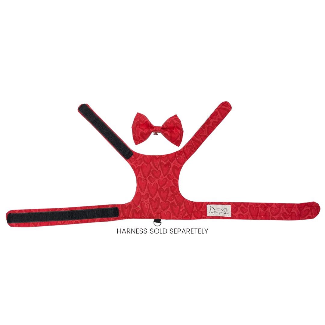 Red Hearts Clip On Cat Bow