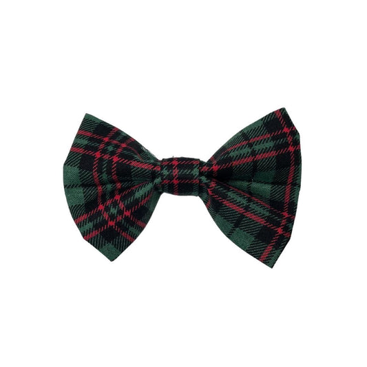 Green Plaid Clip On Cat Bow