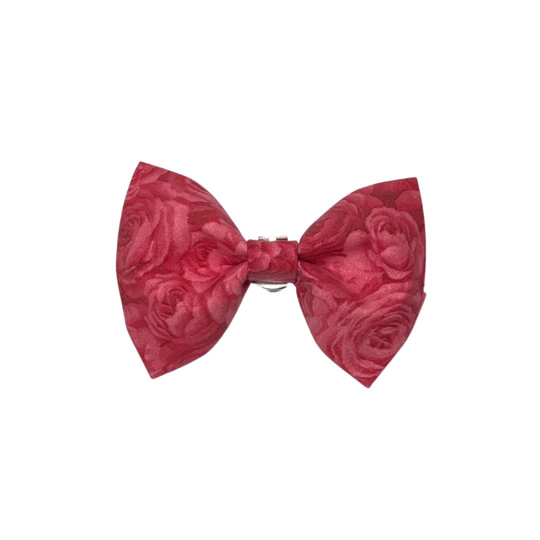 Pink Roses Clip On Cat Bow