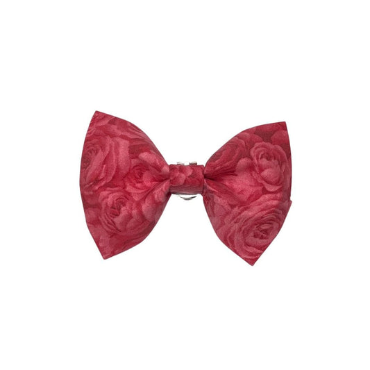 Pink Roses Clip On Cat Bow