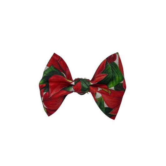 Poinsettia Clip On Cat Bow