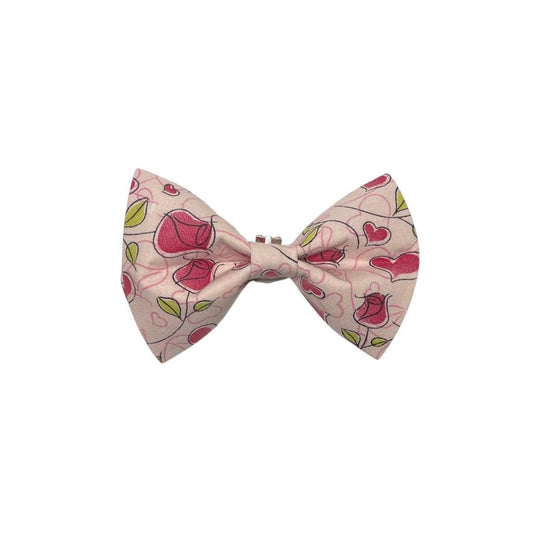 Pink Rosebud Clip On Cat Bow