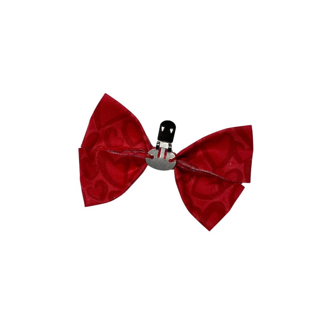 Red Hearts Clip On Cat Bow