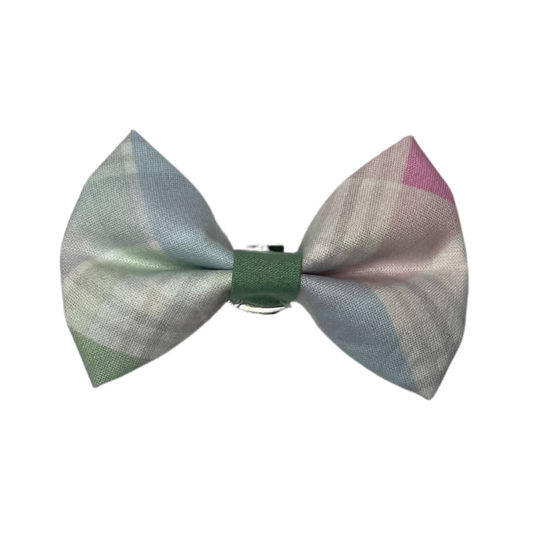 Easter Plaid Clip On Cat Bow