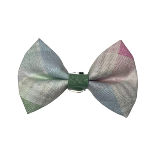 Easter Plaid Clip On Cat Bow