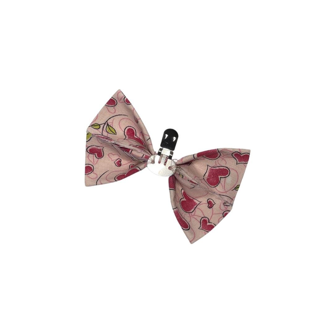 Pink Rosebud Clip On Cat Bow