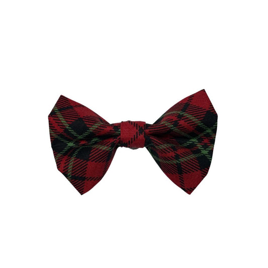 Red Plaid Clip On Cat Bow