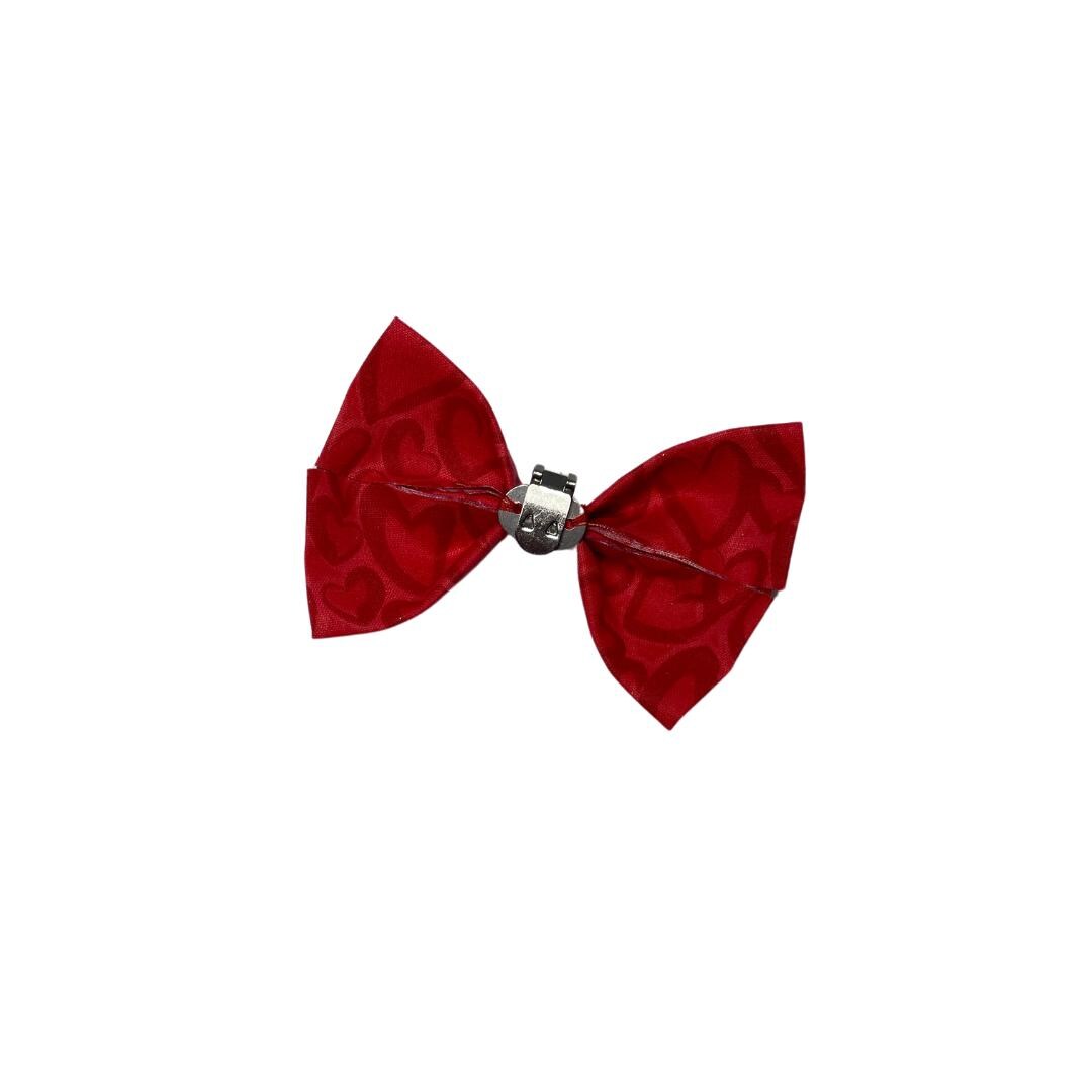 Red Hearts Clip On Cat Bow