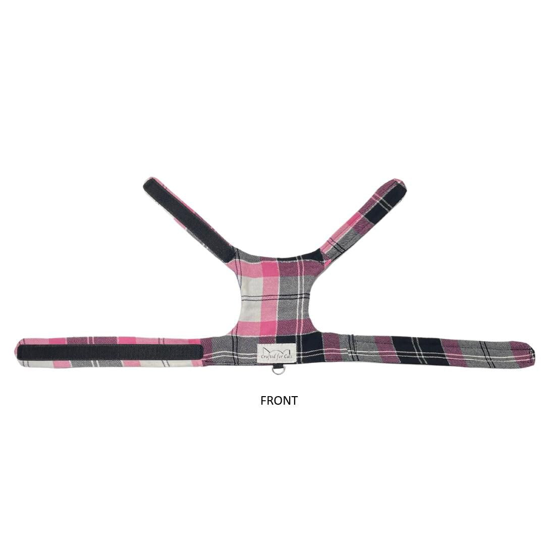 Pink Plaid Cat Harness