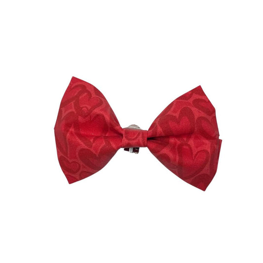 Red Hearts Clip On Cat Bow
